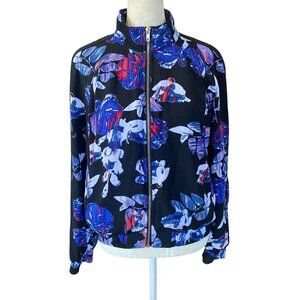 Belle & Sky women's size small blue black long sleeve zip up bomber jacket